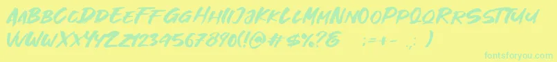 Great Fighter Demo Font – Green Fonts on Yellow Background