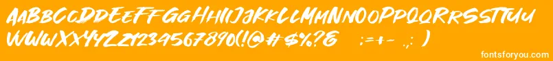 Great Fighter Demo-Schriftart – Weiße Schriften auf orangefarbenem Hintergrund
