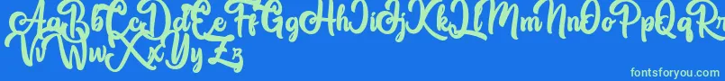 Great Himalaya Font – Green Fonts on Blue Background