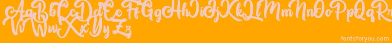 Great Himalaya-Schriftart – Rosa Schriften auf orangefarbenem Hintergrund