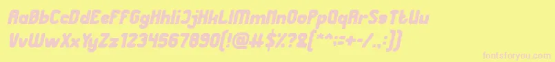 Great Leader Bold Italic-fontti – vaaleanpunaiset fontit keltaisella taustalla