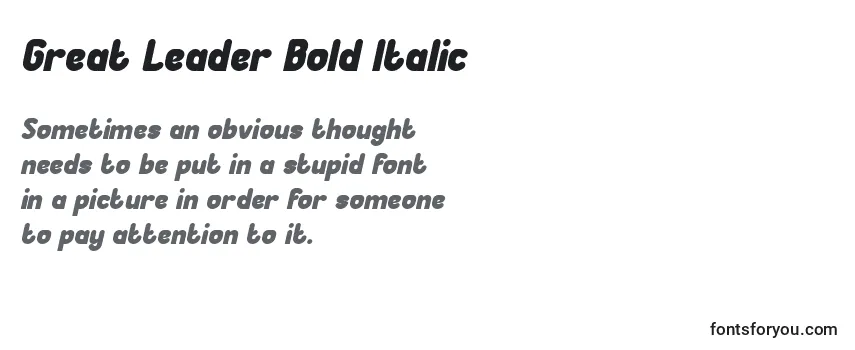 Review of the Great Leader Bold Italic Font