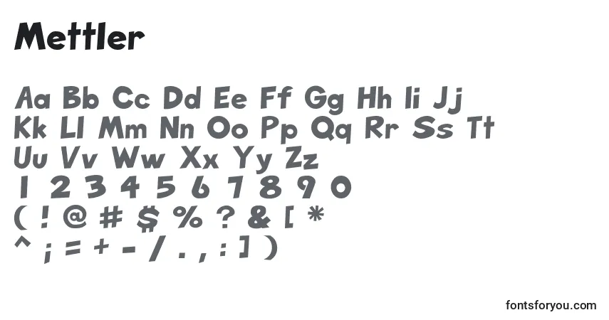 Czcionka Mettler – alfabet, cyfry, specjalne znaki