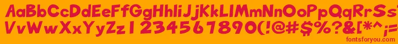 Mettler-Schriftart – Rote Schriften auf orangefarbenem Hintergrund