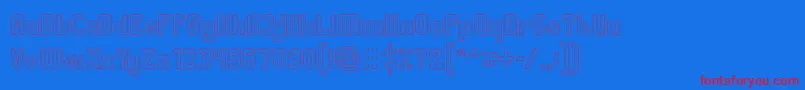 Great Leader Hollow-Schriftart – Rote Schriften auf blauem Hintergrund