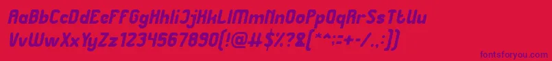 フォントGreat Leader Italic – 赤い背景に紫のフォント