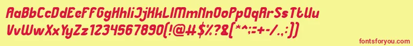 フォントGreat Leader Italic – 赤い文字の黄色い背景