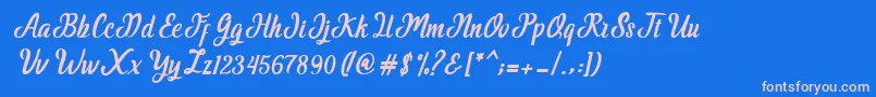 Greatest Script Font – Pink Fonts on Blue Background