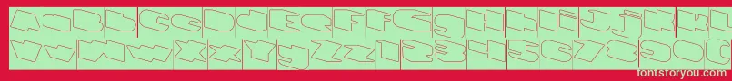 フォントGREATEST VIEW Hollow Inverse – 赤い背景に緑の文字