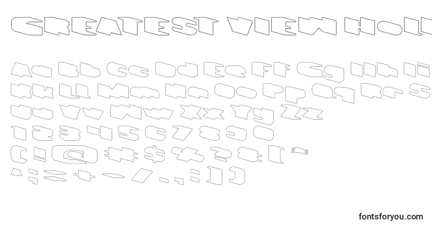 GREATEST VIEW Hollow-fontti – aakkoset, numerot, erikoismerkit