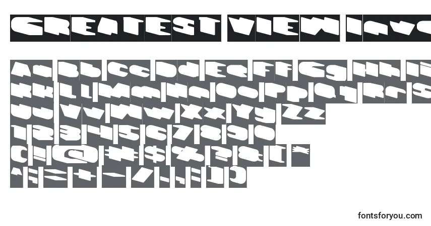 Шрифт GREATEST VIEW Inverse – алфавит, цифры, специальные символы