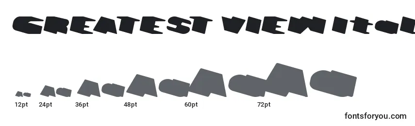 Größen der Schriftart GREATEST VIEW Italic