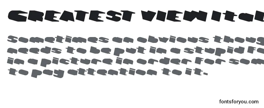 Überblick über die Schriftart GREATEST VIEW Italic