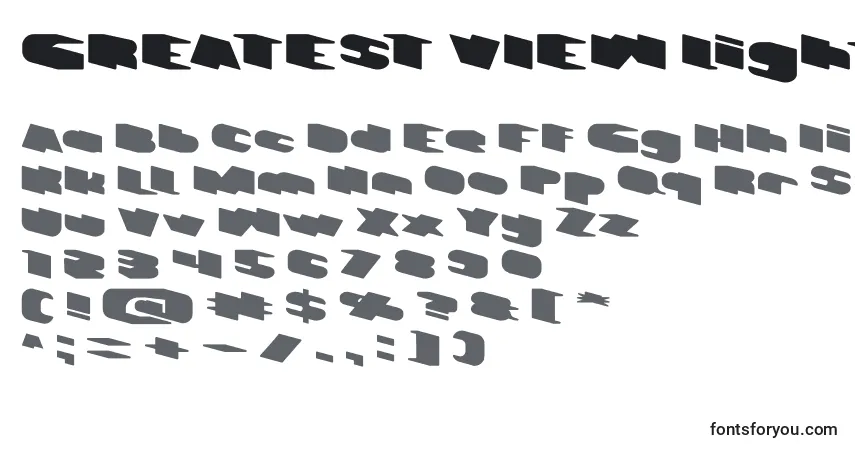 Шрифт GREATEST VIEW light – алфавит, цифры, специальные символы
