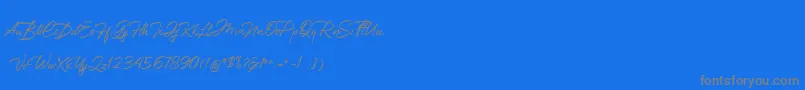 Greathfella Font – Gray Fonts on Blue Background