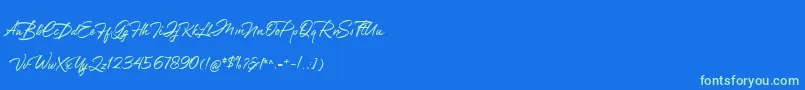 Greathfella Font – Green Fonts on Blue Background