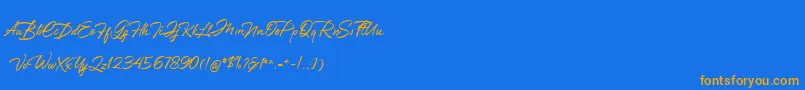 Greathfella-Schriftart – Orangefarbene Schriften auf blauem Hintergrund