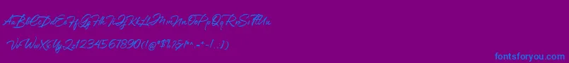 Fonte Greathfella – fontes azuis em um fundo violeta