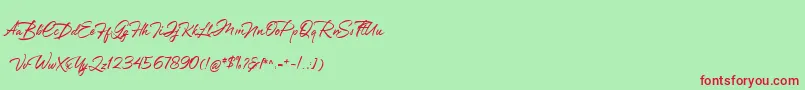 Fonte Greathfella – fontes vermelhas em um fundo verde
