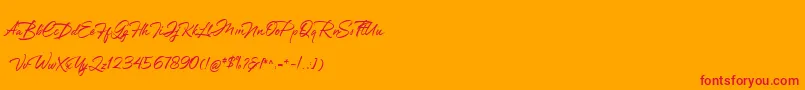 Greathfella-Schriftart – Rote Schriften auf orangefarbenem Hintergrund