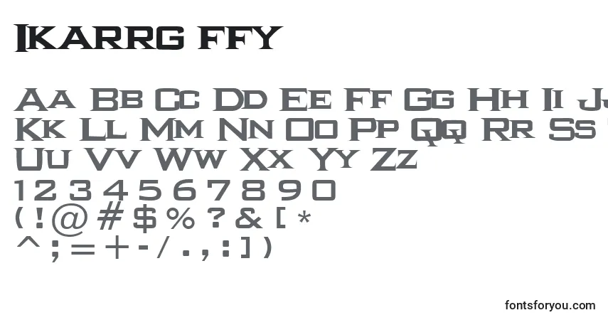 Schriftart Ikarrg ffy – Alphabet, Zahlen, spezielle Symbole