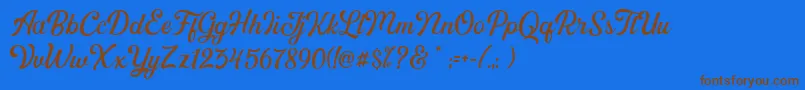 Greatly DEMO-Schriftart – Braune Schriften auf blauem Hintergrund