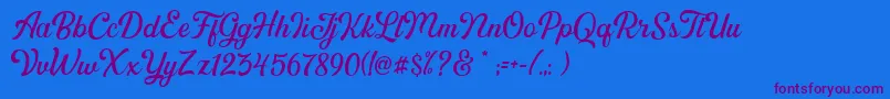 Greatly DEMO-Schriftart – Violette Schriften auf blauem Hintergrund
