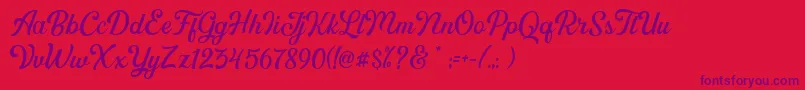 Greatly DEMO-Schriftart – Violette Schriften auf rotem Hintergrund
