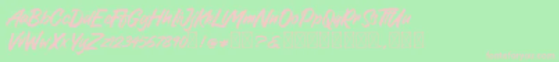 GreattongBrush-fontti – vaaleanpunaiset fontit vihreällä taustalla