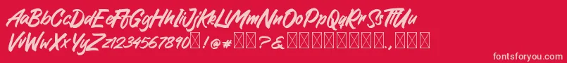 GreattongBrush Font – Pink Fonts on Red Background