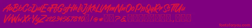 GreattongBrush Font – Red Fonts on Purple Background