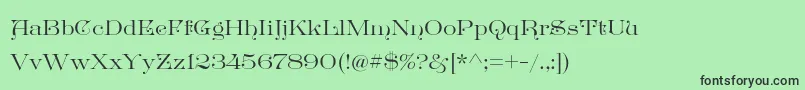 Fonte GreatVictorian Standard – fontes pretas em um fundo verde