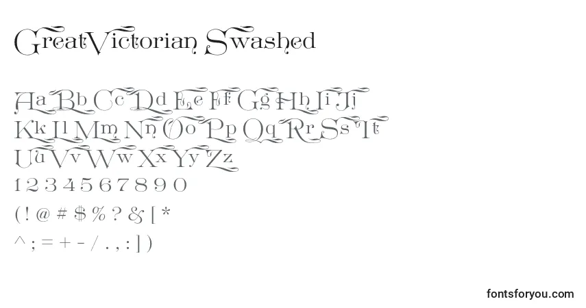 A fonte GreatVictorian Swashed – alfabeto, números, caracteres especiais