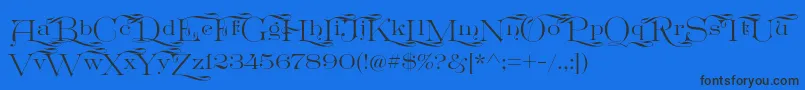 GreatVictorian Swashed Font – Black Fonts on Blue Background
