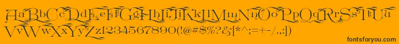 Шрифт GreatVictorian Swashed – чёрные шрифты на оранжевом фоне