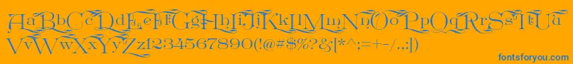 GreatVictorian Swashed Font – Blue Fonts on Orange Background