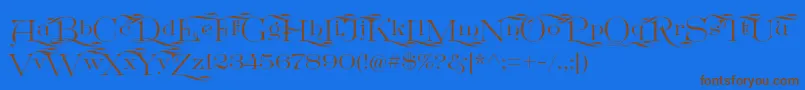 GreatVictorian Swashed Font – Brown Fonts on Blue Background