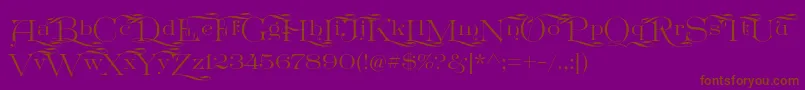 GreatVictorian Swashed-Schriftart – Braune Schriften auf violettem Hintergrund