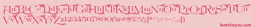フォントGreatVictorian Swashed – ピンクの背景に赤い文字