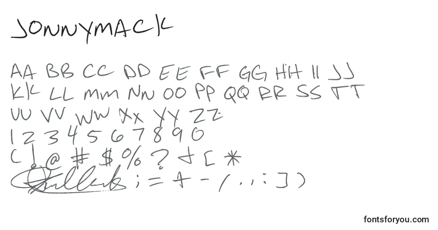 Шрифт JonnyMack – алфавит, цифры, специальные символы