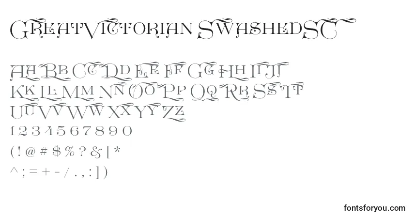 A fonte GreatVictorian SwashedSC – alfabeto, números, caracteres especiais