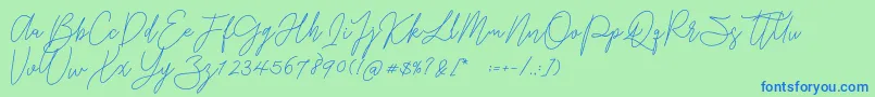 Czcionka Gredom Monoline – niebieskie czcionki na zielonym tle