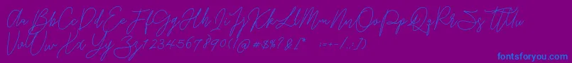 フォントGredom Monoline – 紫色の背景に青い文字