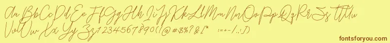 Fonte Gredom Monoline – fontes marrons em um fundo amarelo