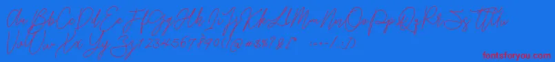 Gredom Monoline-Schriftart – Rote Schriften auf blauem Hintergrund