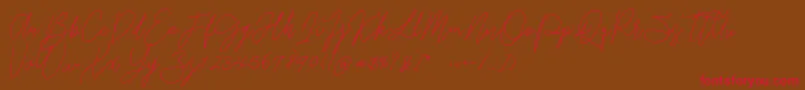 Gredom Monoline Font – Red Fonts on Brown Background