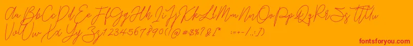 フォントGredom Monoline – オレンジの背景に赤い文字