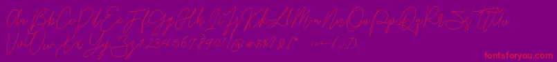Fonte Gredom Monoline – fontes vermelhas em um fundo violeta