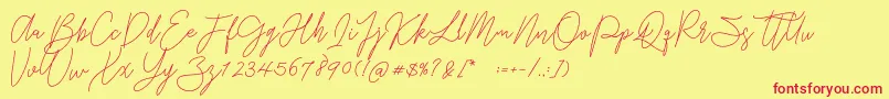 フォントGredom Monoline – 赤い文字の黄色い背景