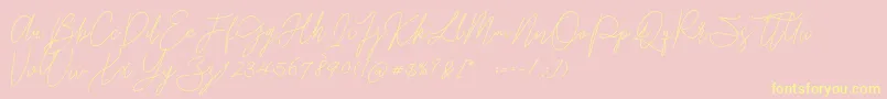 Gredom Monoline Font – Yellow Fonts on Pink Background